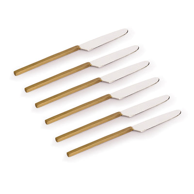 'Grand Enigma' Hand-Crafted Butter Knives In Stainless Steel & Brass (Set of 6)