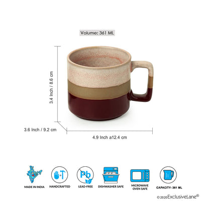 Crimson Peaches' Hand Glazed Studio Pottery Tea & Coffee Mug In Ceramic (361 ML | Microwave Safe)