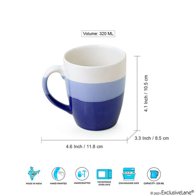 Oceanic Hues' Handcrafted Ceramic Tea & Coffee Mug (320 ML | Microwave Safe)