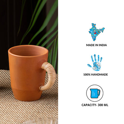Cane Heirloom' Tea & Coffee Mug in Terracotta (300 ml | Microwave Safe)