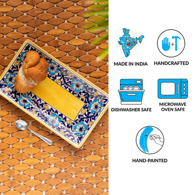 Badamwari Bagheecha' Hand-Painted Ceramic Serving Platter (Set of 1 | Microwave Safe)