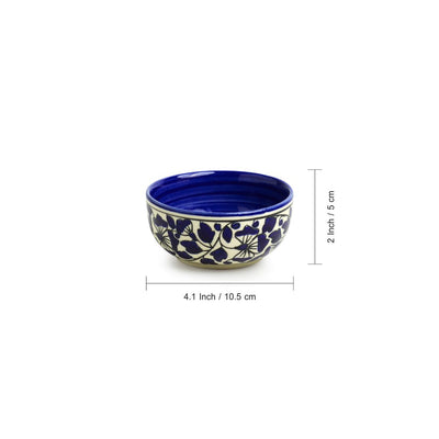 Badamwari Bagheecha-2' Hand-painted Ceramic Dinner Bowls/Katoris (Set of 4 | 220 ML | Microwave Safe)