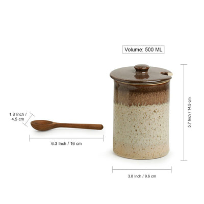 'Refreshing Creams' Studio Pottery Ceramic Pickle & Jam Jar With Spoon