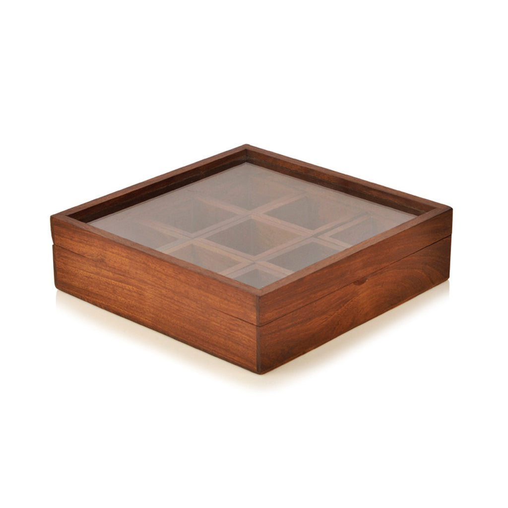 Spice Box With Container & Spoon In Sheesham Wood