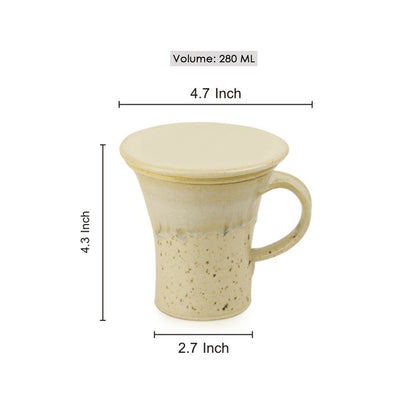 Handcrafted 'Studio Pottery' Green Tea Filter Mug In Creamish White