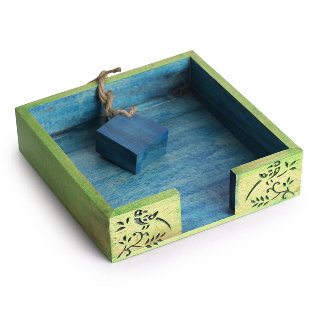 Wooden Floral Leaf Design Napkin Holder