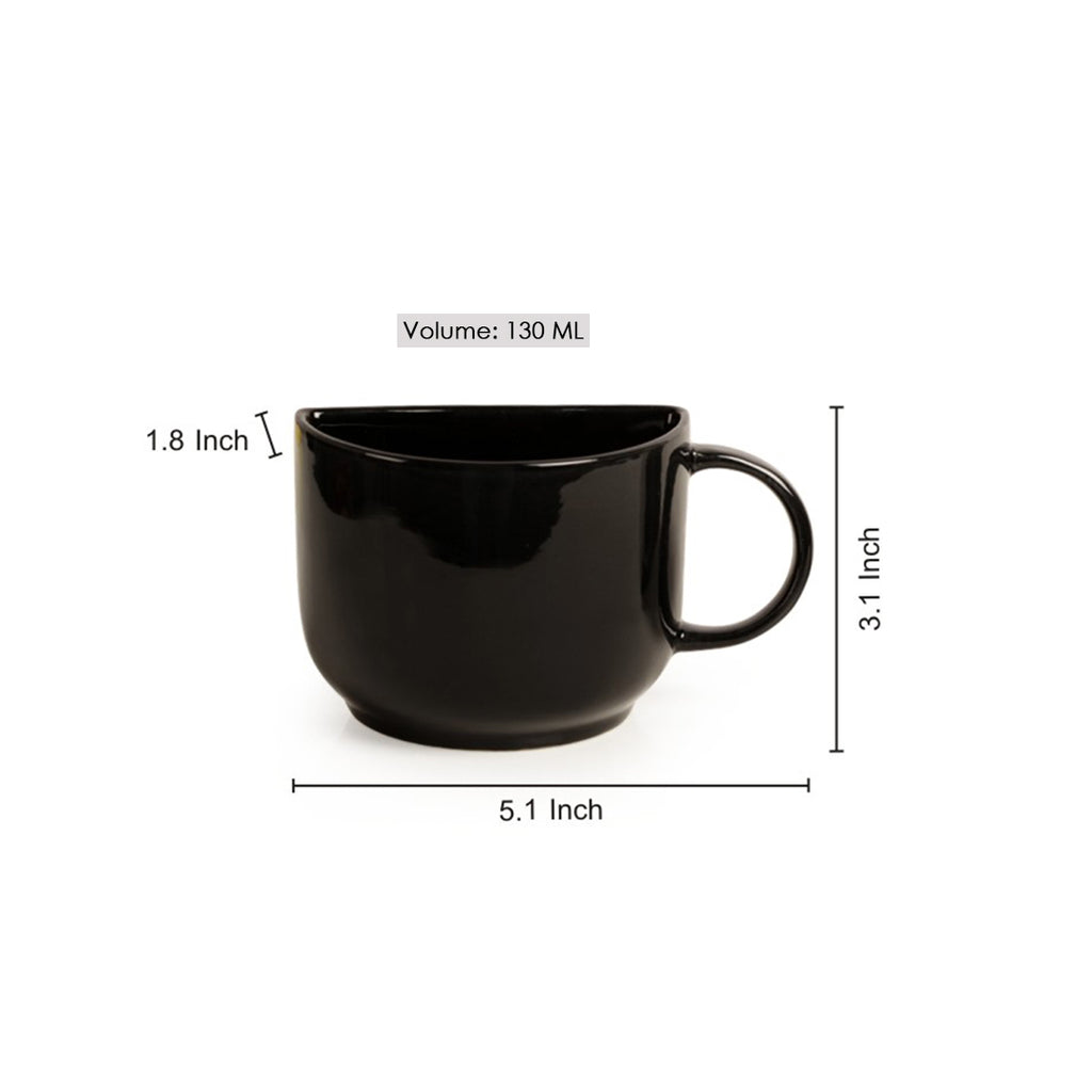 Unique Half Ceramic Cups Set In Black