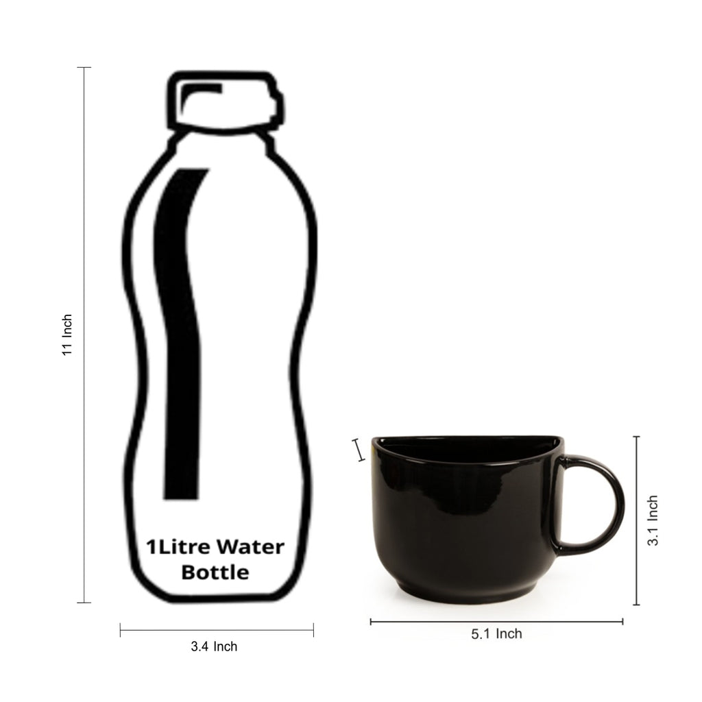 Unique Half Ceramic Cups Set In Black