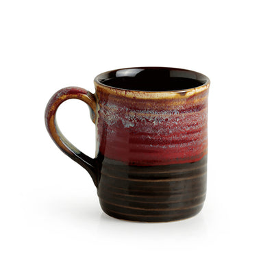 'Crimson Nightfalls' Studio Pottery Glazed Tea & Coffee Cups In Ceramic (Set Of 6)