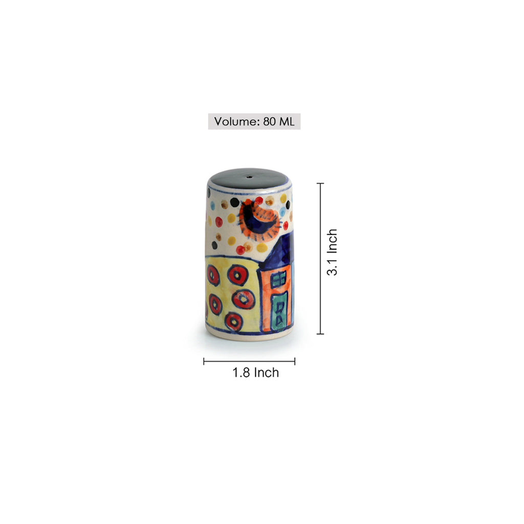 Hut Handpainted Salt & Pepper Shaker Set In Ceramic