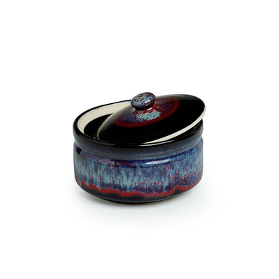 'Crimson Sky' Hand Glazed Studio Pottery Ceramic Serving Handis With Lids (Set Of 2)