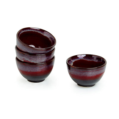 Crimson Shields' Hand Glazed Studio Pottery Ceramic Dining Bowls Set (3.3 Inch | Set Of 4)