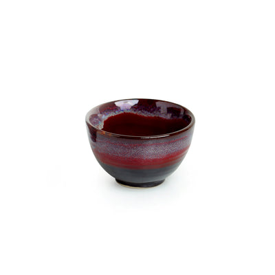 Crimson Shields' Hand Glazed Studio Pottery Ceramic Dining Bowls Set (3.3 Inch | Set Of 6)