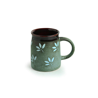 Leaf Sips' Hand-Painted & Handglazed Studio Pottery Coffee & Tea Mugs In Ceramic (Set of 2)