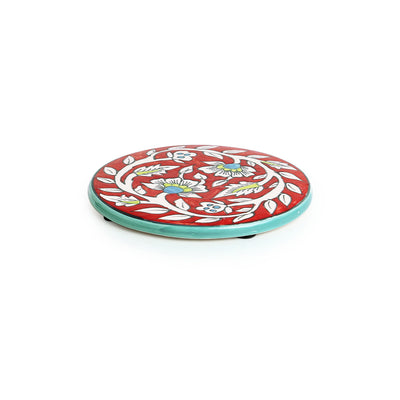 Mughal Rounds' Floral Hand-painted Trivets In Ceramic (Set of 2)
