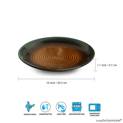 Amber & Teal' Hand Glazed Studio Pottery Dinner Plates In Ceramic (Set of 2 | Microwave Safe)