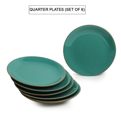 Earthen Turquoise' Hand Glazed Dinner Plates In Ceramic (Set of 6 | Microwave Safe)