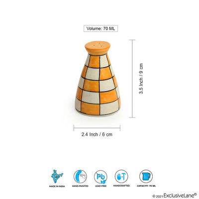 Shatranj Checkered' Hand-painted Salt & Pepper Shakers In Ceramic (Set of 2 | 70 ML)