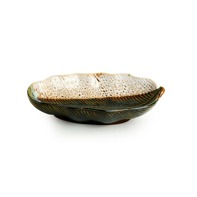 The Banana Leaf' Serving Platter In Ceramic (9.8 Inch | Microwave Safe)