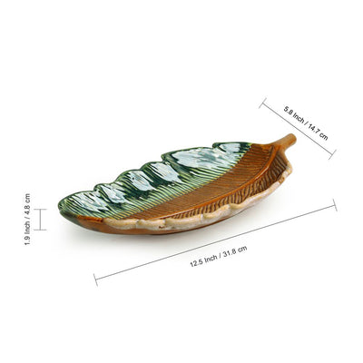 The Banana Leaf' Serving Platters In Ceramic (Set Of 2 | 12.5 Inch | Microwave Safe)