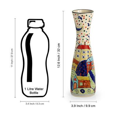 'The Hut Long-Neck' Hand-Painted Ceramic Vase (12 Inch)