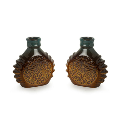 'Amber & Teal' Studio Pottery Vases In Ceramic (Set of 2)