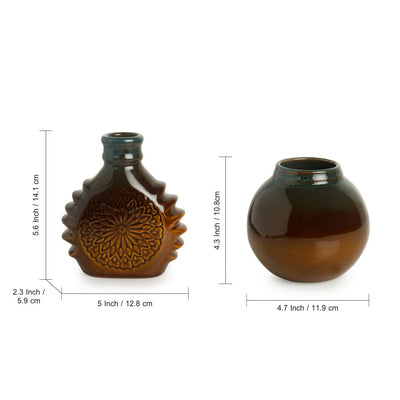 'Amber & Teal' Studio Pottery Vases In Ceramic (Set of 3)