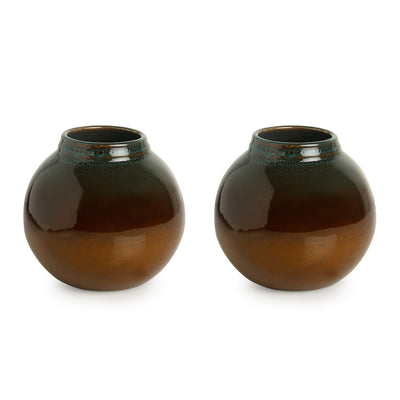 'Amber & Teal' Studio Pottery Vases In Ceramic (Set of 2)