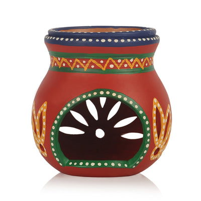 Terracotta Handpainted Aroma Diffusor In Red