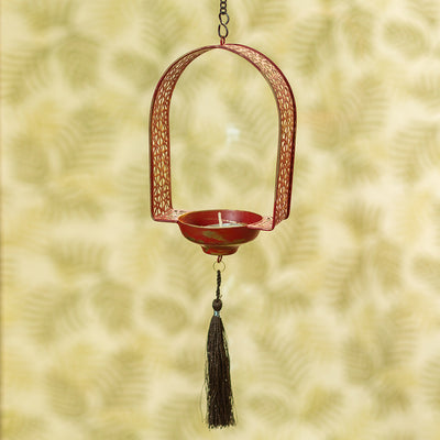 Rustic Mughal Door' Handcrafted Tea-Light Holder & Hanging Pillar Candle In Iron