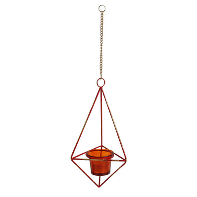 Rustic Crystal' Hanging Tea-Light Holder In Iron and Glass