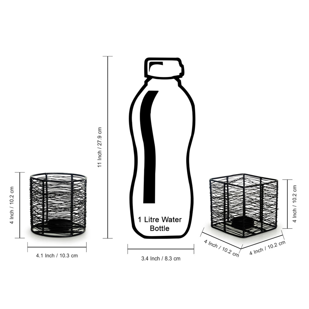 Glowing Mesh Duo Handwired Table Tea-Light Holders In Iron (Set of 2)