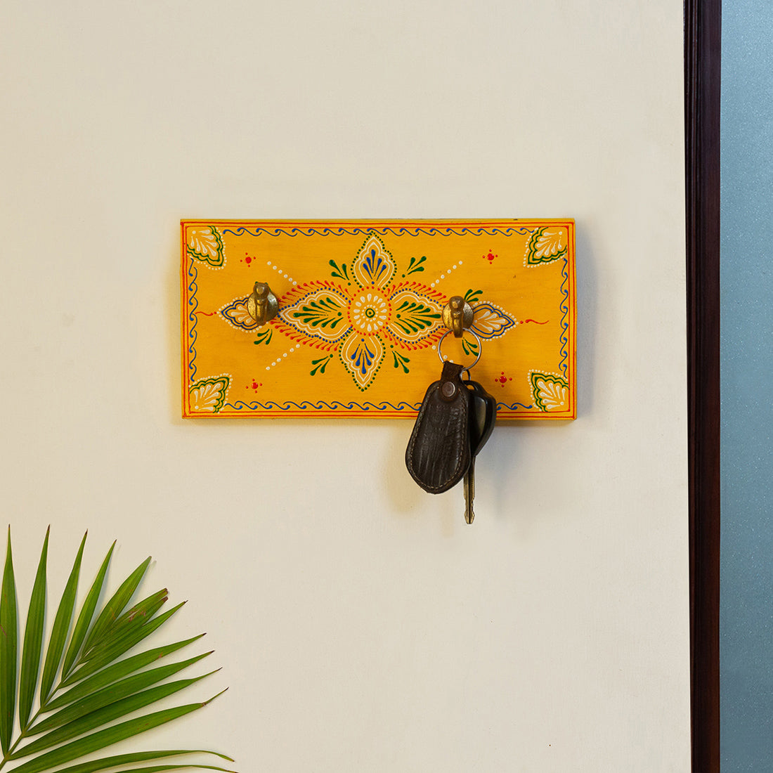Rajasthani Rang' Hand-painted Wooden Key Holder (2 Hooks
