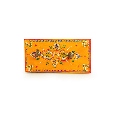 'Rajasthani Rang' Hand-painted Wooden Key Holder (2 Hooks)