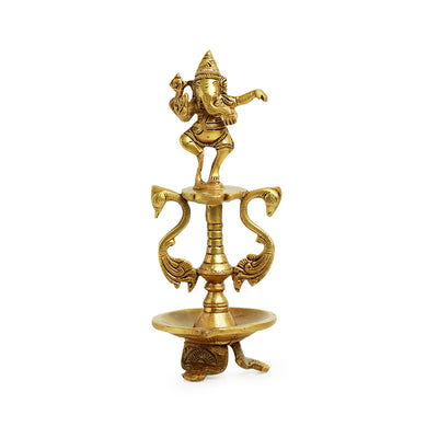 Hand-Etched 'Gallant Ganesha' Idol Showpiece in Brass (860 Grams)