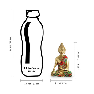 Divine Brass Buddha' Showpiece Idol (Hand-Etched | 0.9 Kg)
