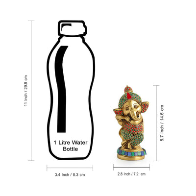 Englighted Brass Ganesha' Showpiece Idol (Hand-Etched | 0.9 Kg)