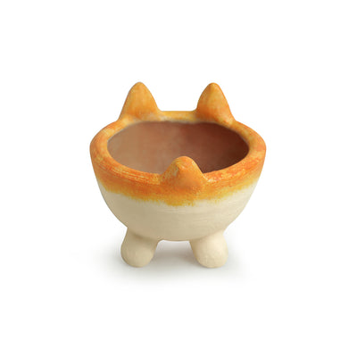 'Thinking Fox' Handmade & Hand-painted Planter Pot In Terracotta (6 Inch)