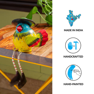 Mr. Sparrow' Handpainted Garden Decorative Showpiece In Metal (4 Inches)