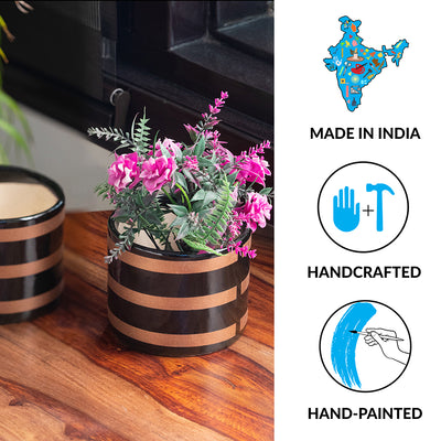 Mud Wells' Hand-Painted Table Planter Pots In Ceramic (4 Inch | Set of 2)