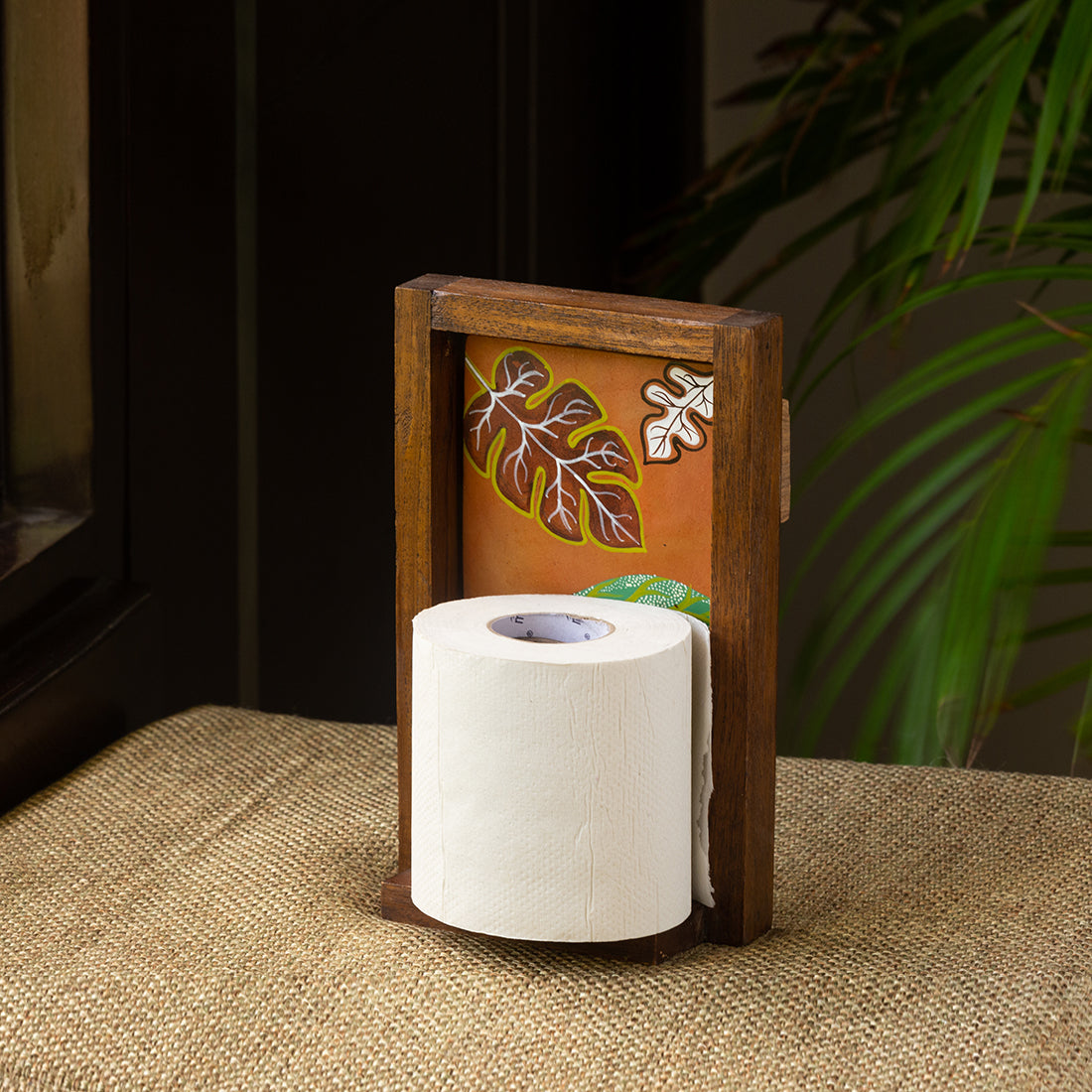 ExclusiveLane 'Bird Collection' Brown Elegant Sheesham Wooden Tissue Roll  Holder for Bathroom, Kitchen | Tissue Roll Dispenser for Bathroom, Table 