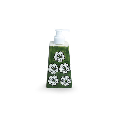 Jade Mogra' Hand-painted Bathroom Accessory Set In Ceramic (Liquid Soap Dispenser | Toothbrush Holder)