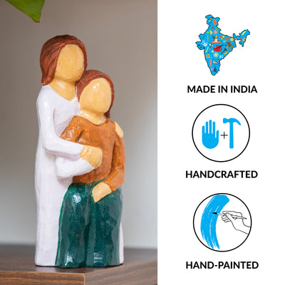 'Love Above All' Hand-Carved & Hand-Painted Wood Figurine Showpiece