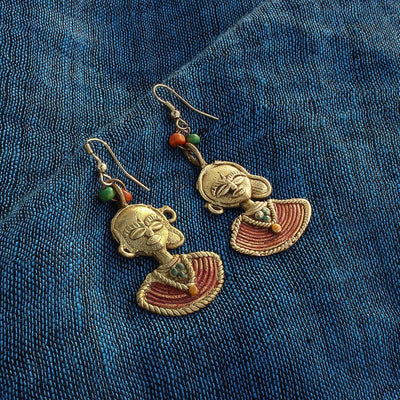 Tribal Beauties' Bohemian Brass Earrings Handcrafted In Dhokra Art