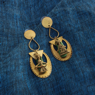 Tribal Dancing Pair' Bohemian Brass Earrings Handcrafted In Dhokra Art