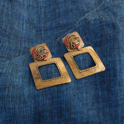 Tribal Lady Faces' Bohemian Brass Earrings Handcrafted In Dhokra Art