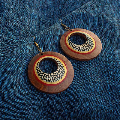 Mosaic Pair' Bohemian Earrings Hand-painted In Mosaic Pattern (Sheesham Wood)