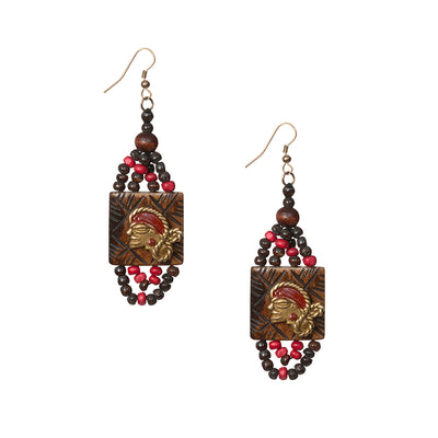 Tribal Beaded Dhokra Women' Bohemian Earrings Handmade In Dhokra Art (Brass | Resin | 3.5 Inch)