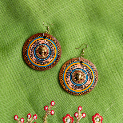 Tribal Dhokra Floral' Bohemian Earrings Handmade In Dhokra Art (Brass | Wood | 3.3 Inch)