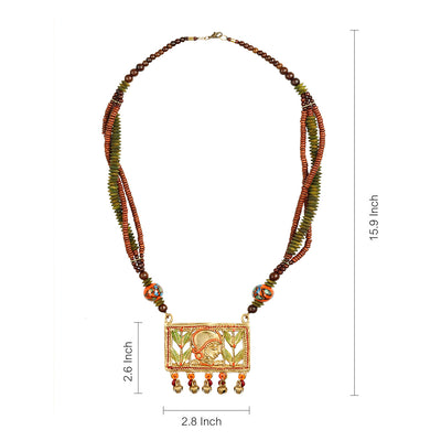 Tribal Women Strands' Bohemian Brass Necklace Handcrafted In Dhokra Art (Matinee)
